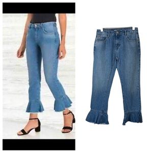 Zara Ruffled Bell Cropped Jeans.